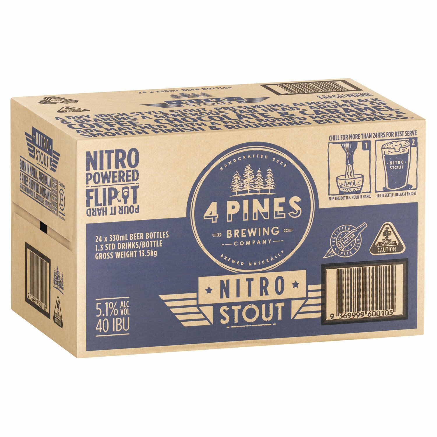 4 Pines Nitro Stout Bottle 330mL 24 Pack