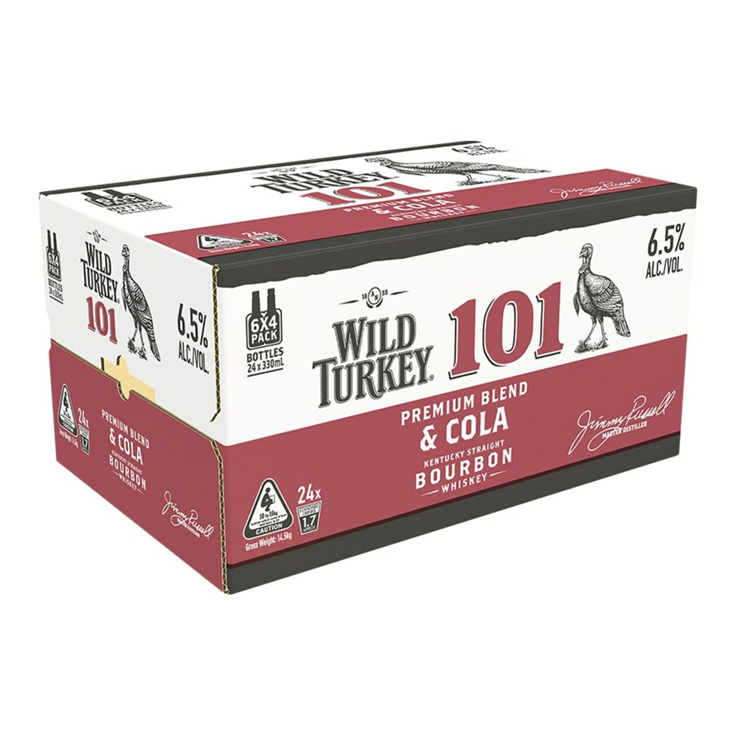 Wild Turkey 101 Bourbon & Cola Bottle 330mL 24 Pack