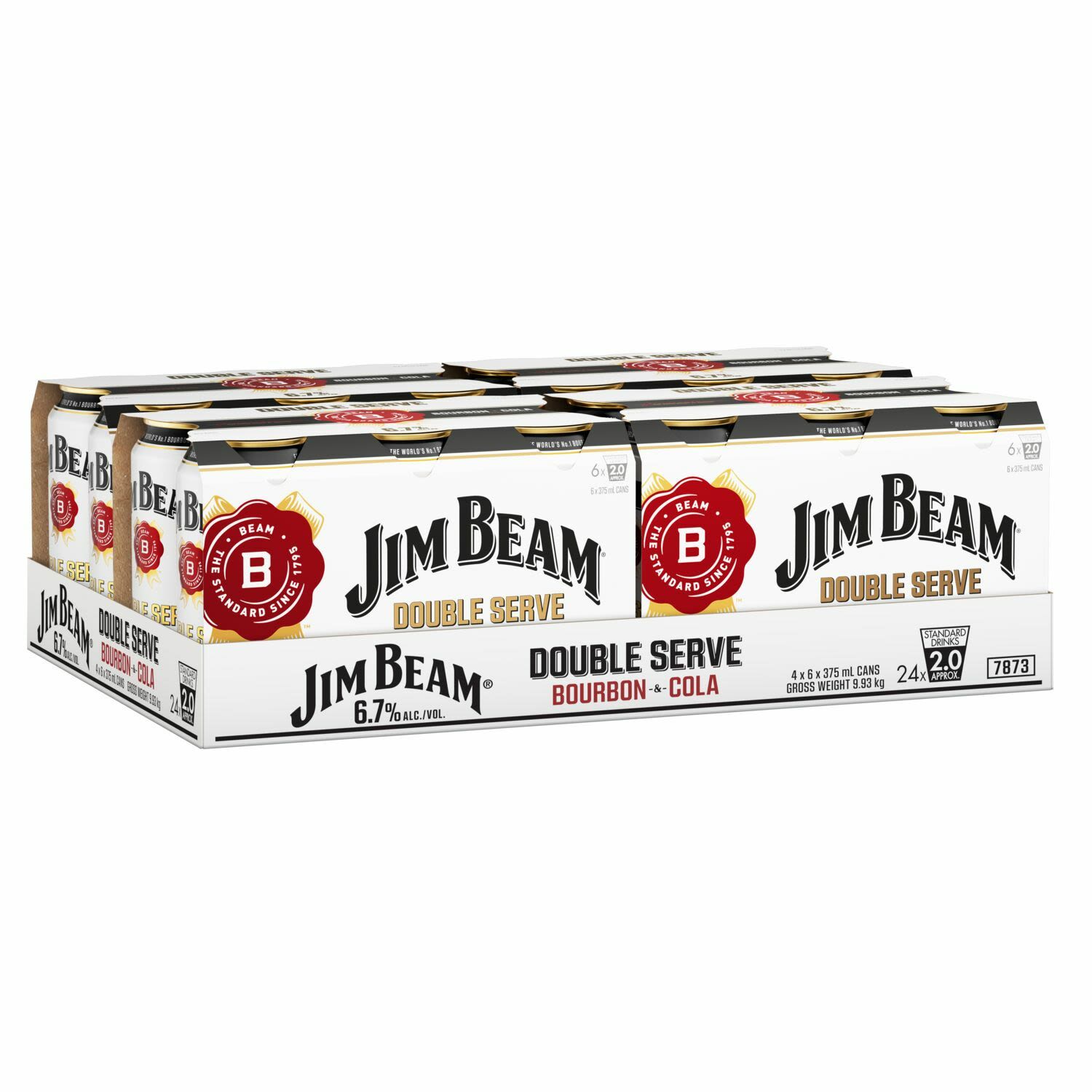 Jim Beam Double Serve 375ml Can 24 Pack