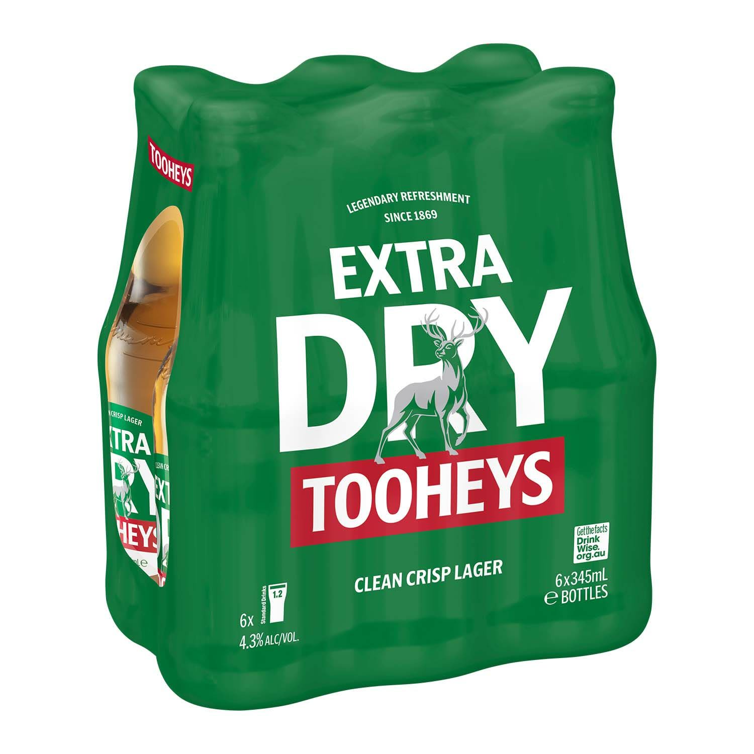 Tooheys Extra Dry Bottle 345mL 6 Pack