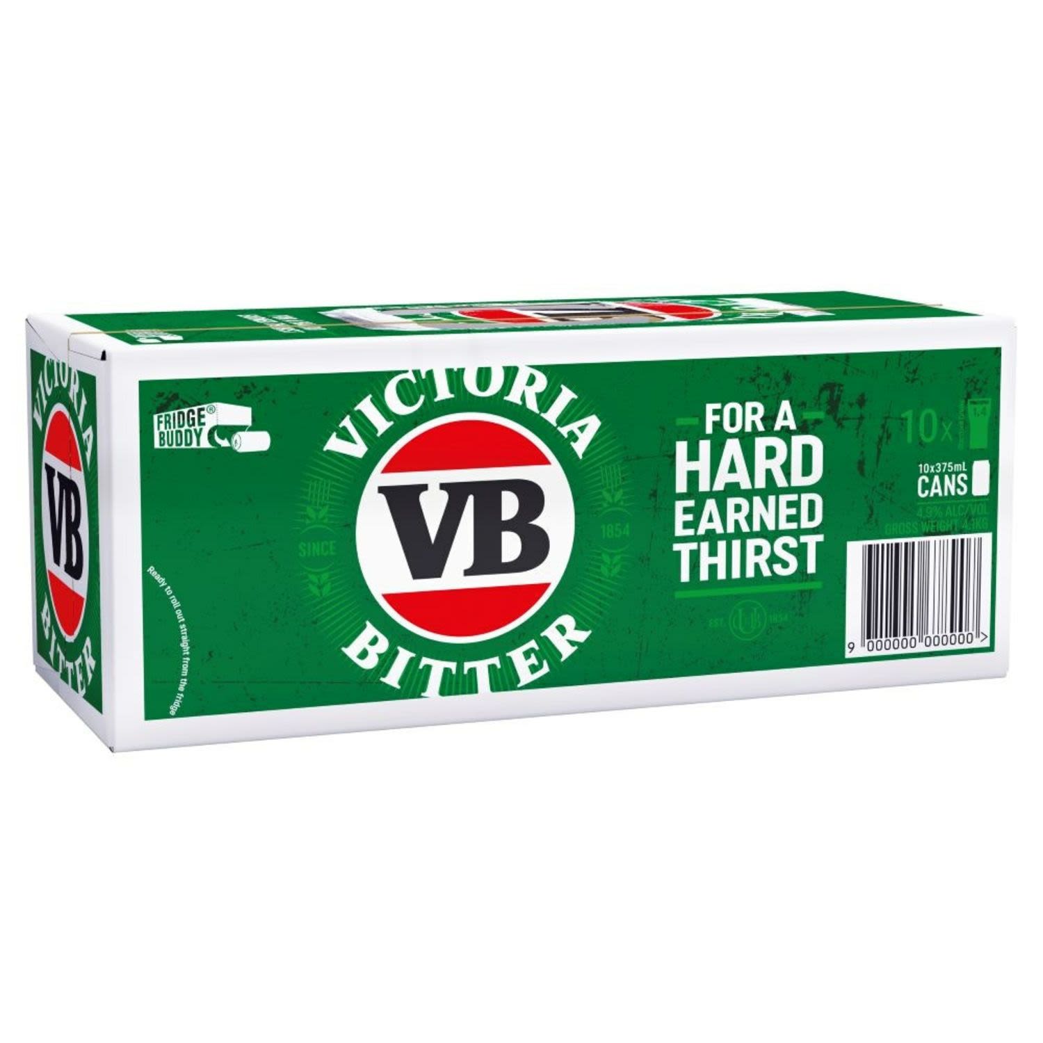 Victoria Bitter Can 375mL 10 Pack