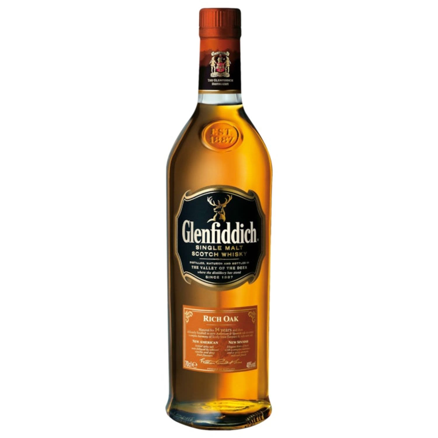 Glenfiddich 14 Year Old Rich Oak Scotch Whisky 700mL Bottle