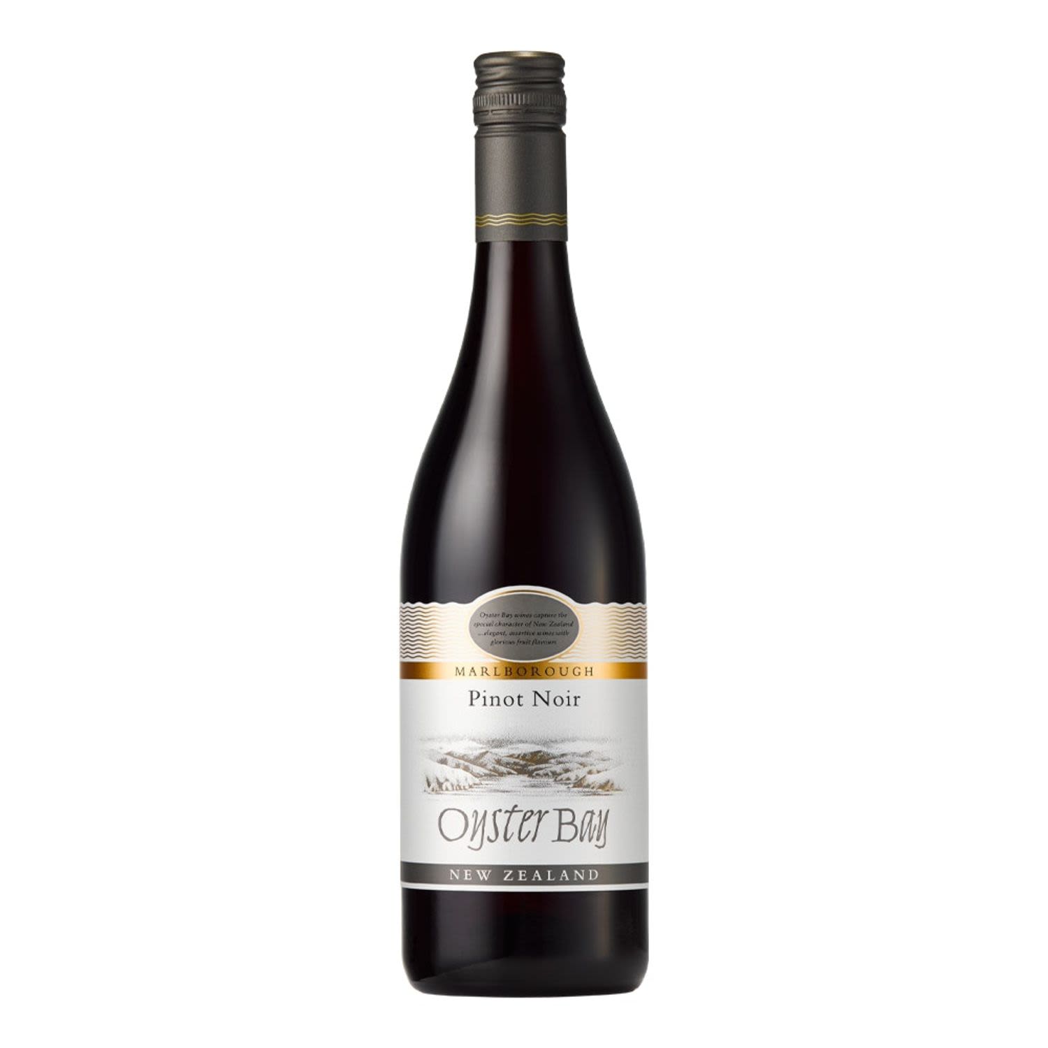 Oyster Bay Marlborough Pinot Noir is elegant cool climate Pinot Noir at its best. Fragrant, soft and flavourful with aromas of ripe cherries and sweet fruit tannins that provide structure and length.<br /> <br />Alcohol Volume: 13.50%<br /><br />Pack Format: Bottle<br /><br />Standard Drinks: 8</br /><br />Pack Type: Bottle<br /><br />Country of Origin: New Zealand<br /><br />Region: Marlborough<br /><br />Vintage: '2018<br />