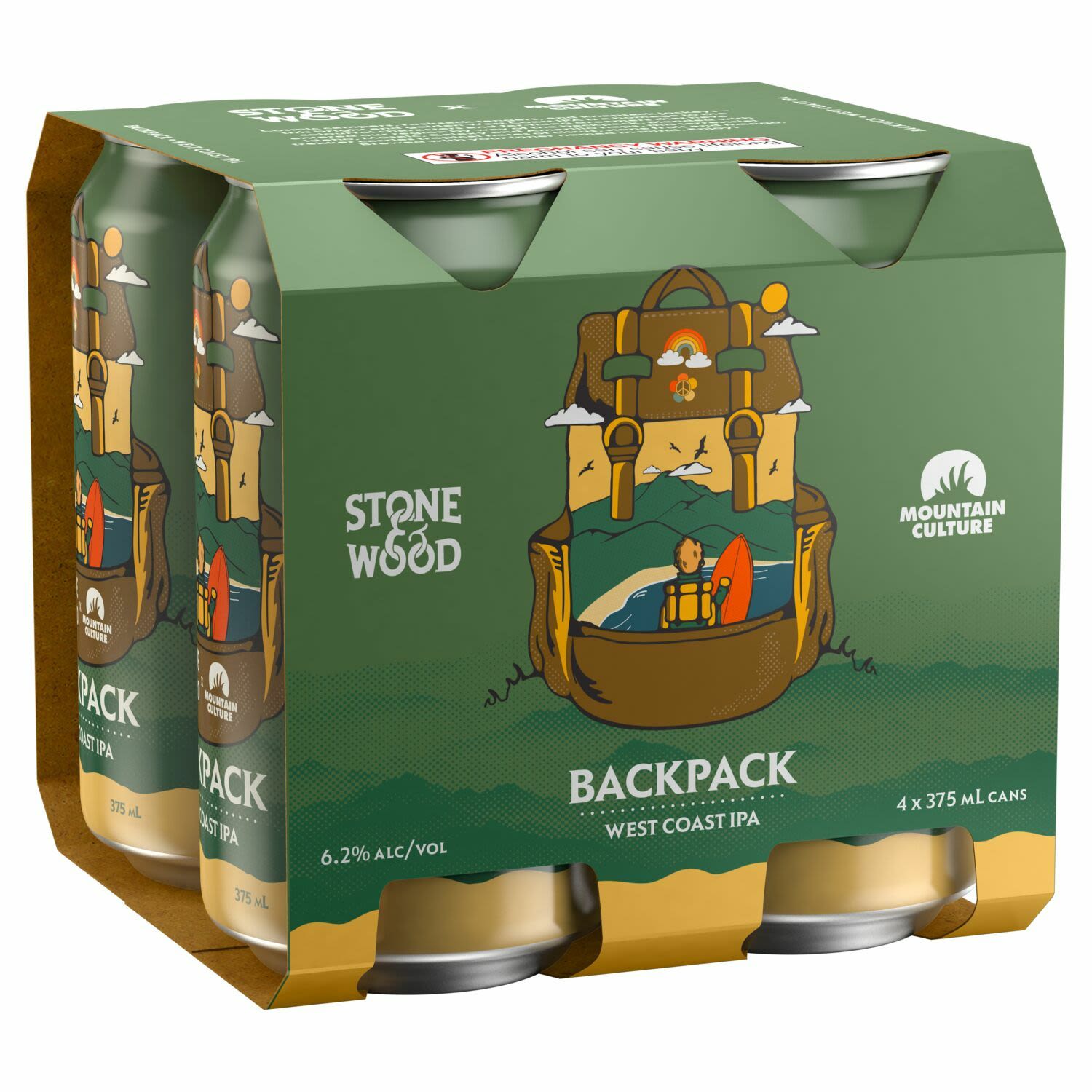 Stone & Wood & Mountain Culture - Backpack West Coast IPA Can 375mL 4 Pack