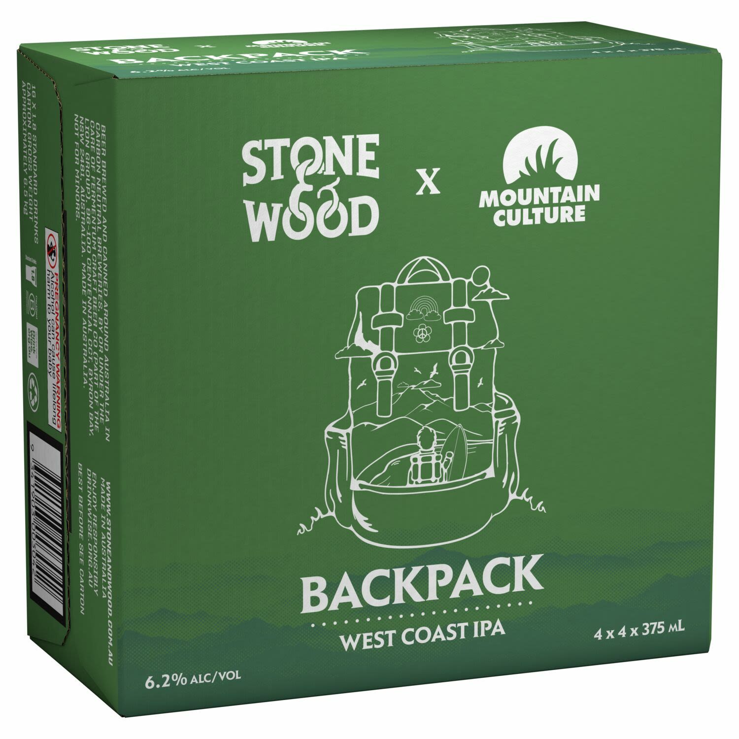 Stone & Wood & Mountain Culture - Backpack West Coast IPA Can 375mL 16 Pack