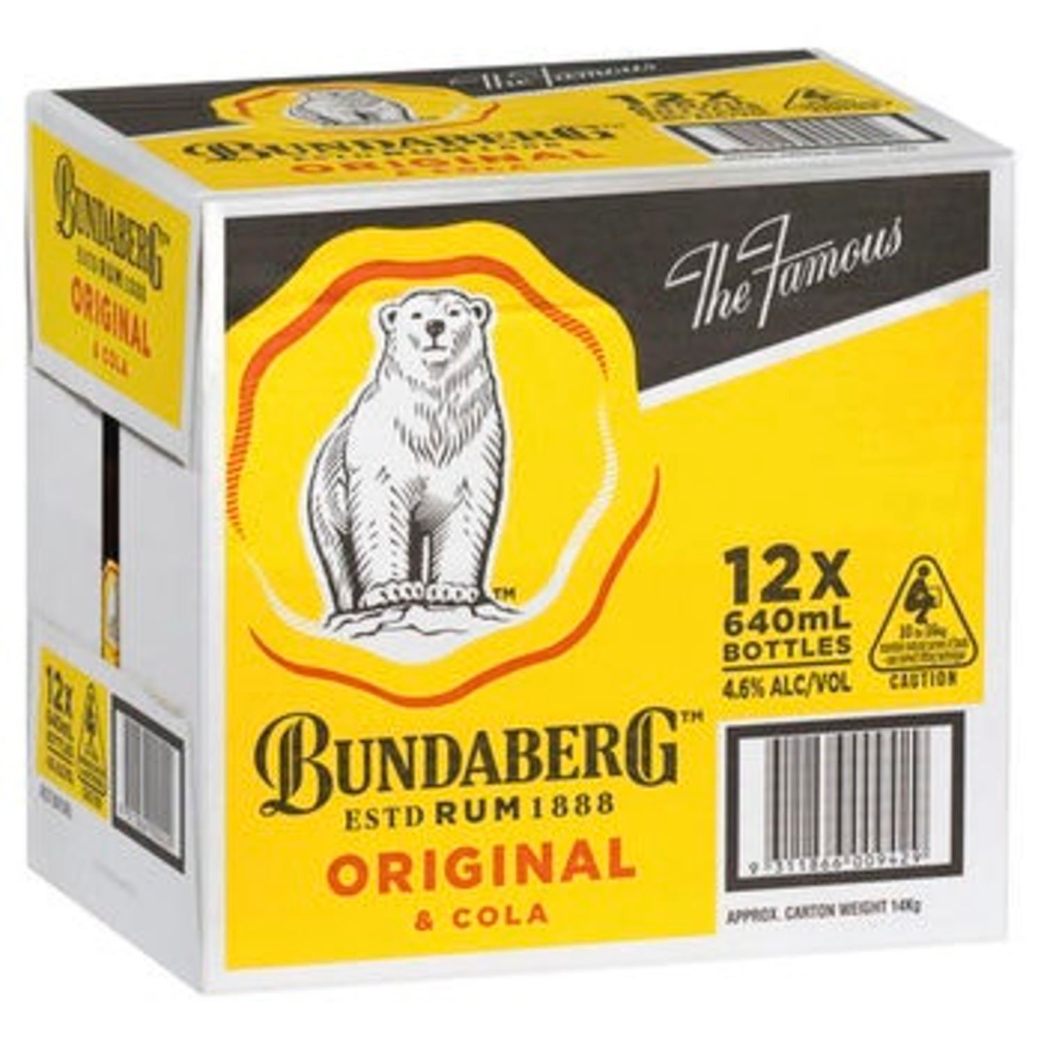 Bundaberg Original Rum & Cola Bottle 640mL 12 Pack