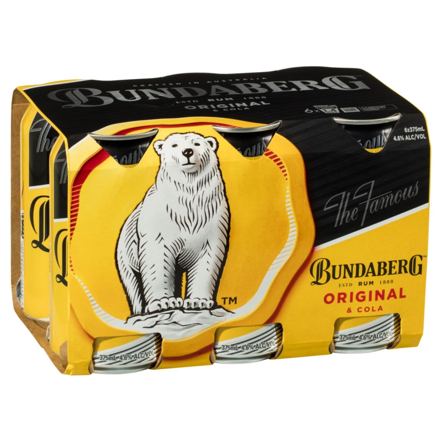 Bundaberg Original Rum & Cola Can 375mL 6 Pack