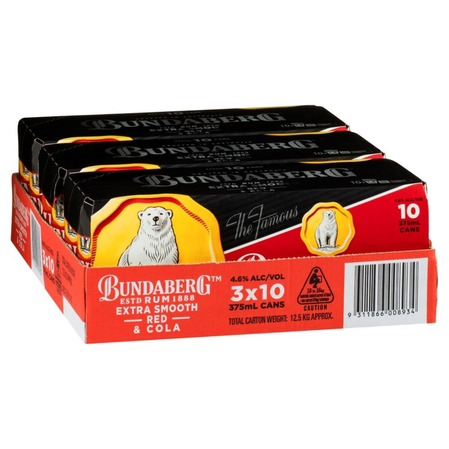 Bundaberg Extra Smooth Red Rum & Cola Can 375mL 30 Pack