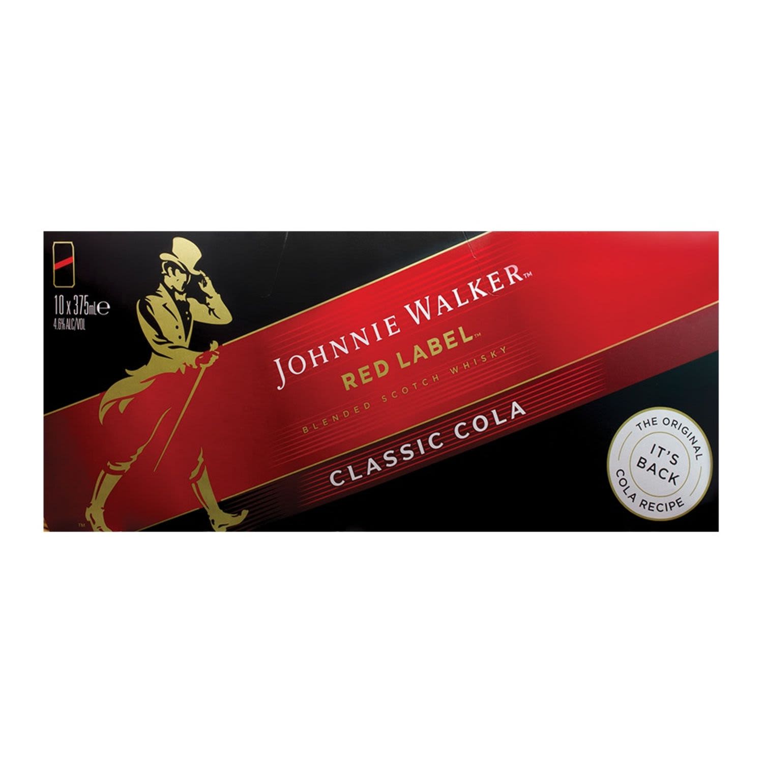 Johnnie Walker Red Label & Cola 4.6% Can 375mL 10 Pack
