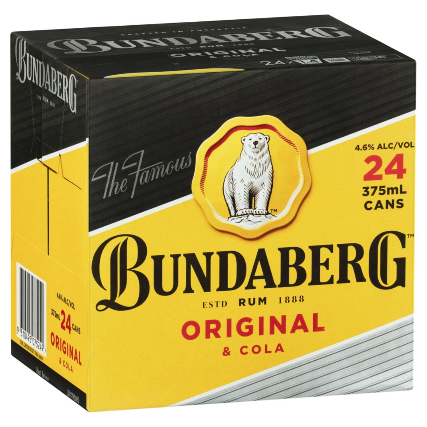 Bundaberg Original Rum & Cola Can 375mL 24 Pack Cube