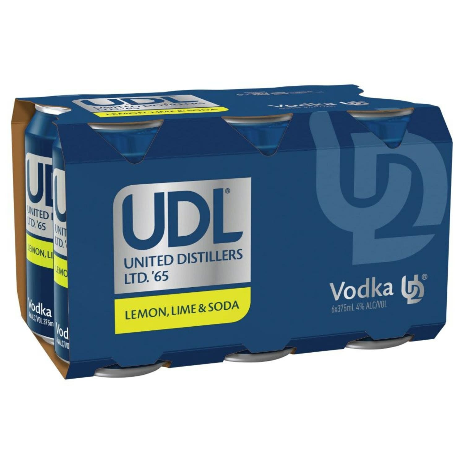 UDL Vodka Lemon Lime & Soda Can 375mL 6 Pack