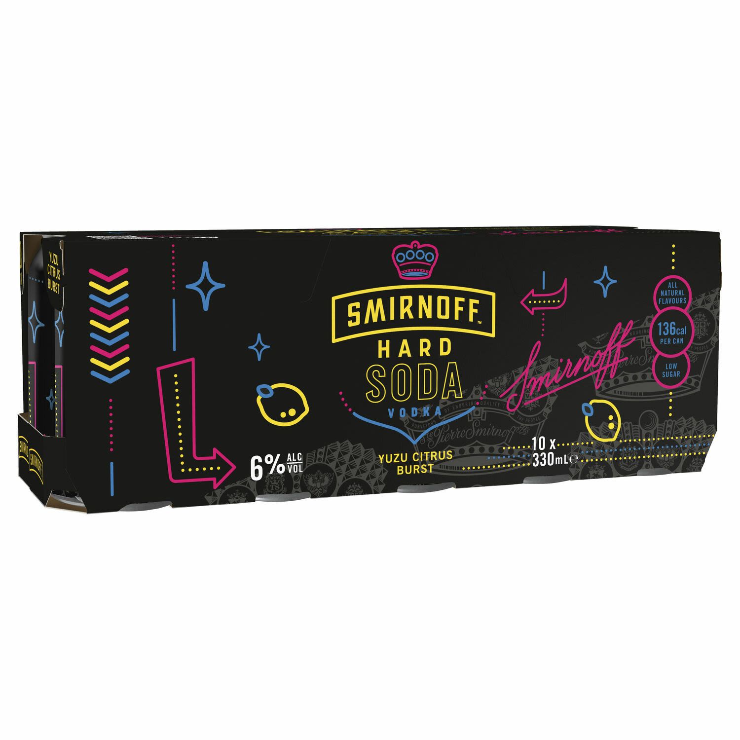 Smirnoff Soda Yuzu Citrus Burst Can 330mL 10 Pack