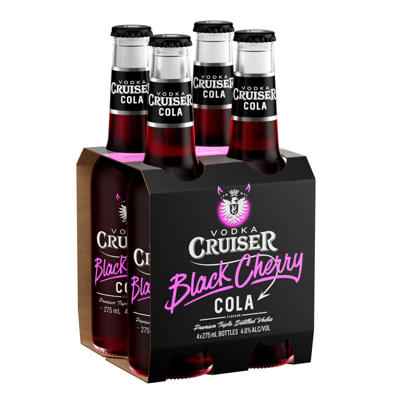 Vodka Cruiser Black Cherry Cola Bottle 275mL 4 Pack