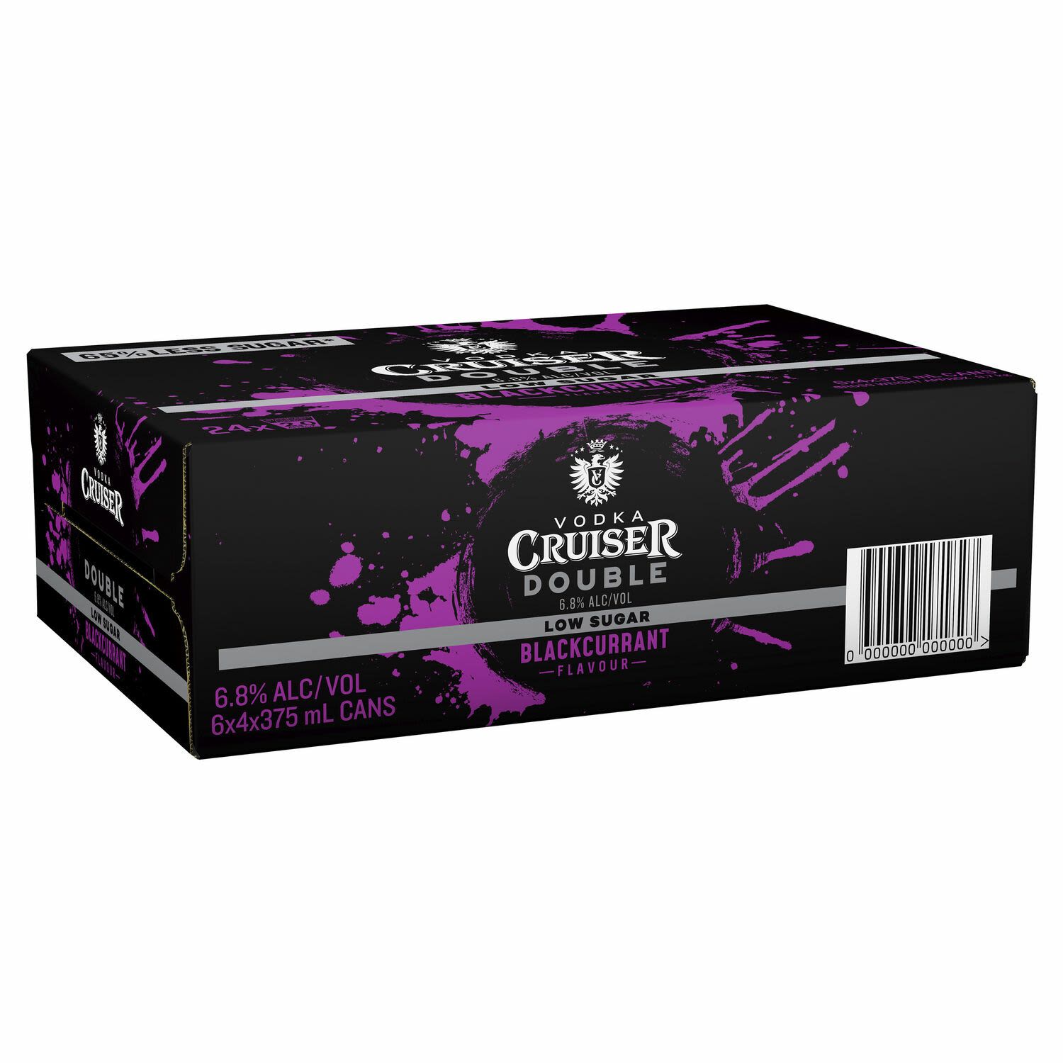 Vodka Cruiser Double Low Sugar Blackcurrant 6.8% Can 375mL 24 Pack