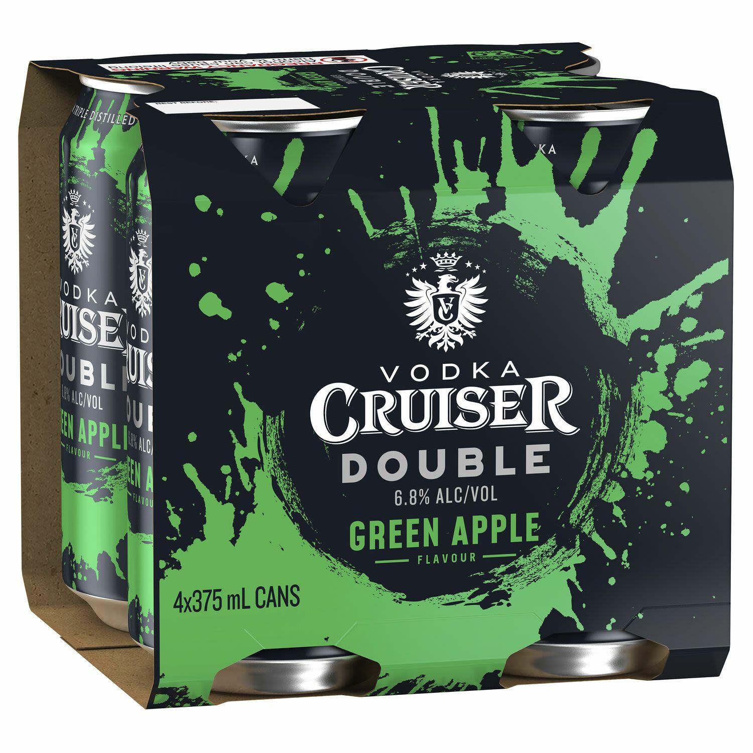 Vodka Cruiser Double Green Apple 6.8% Can 375mL 4 Pack