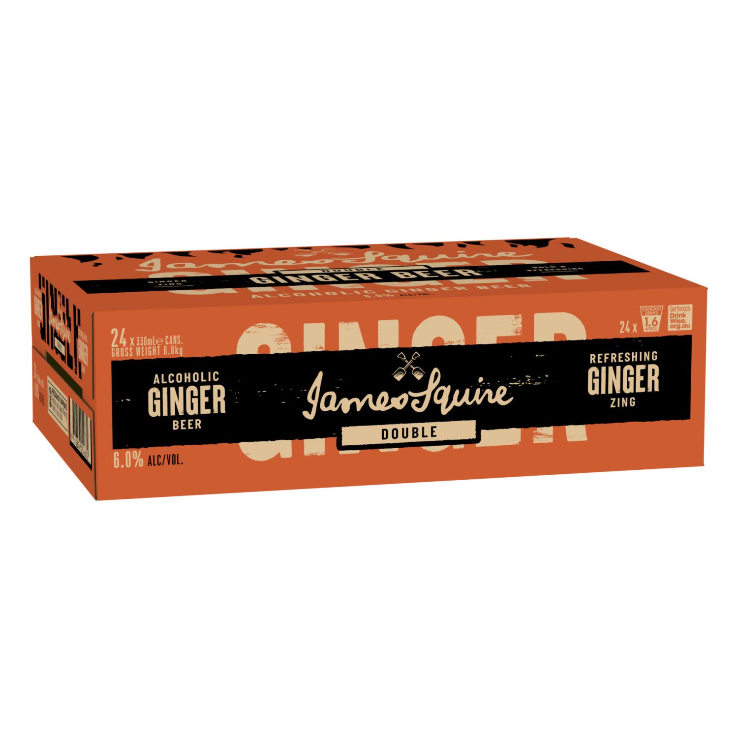 James Squire Ginger Beer DOUBLE 24x330mL Can Carton