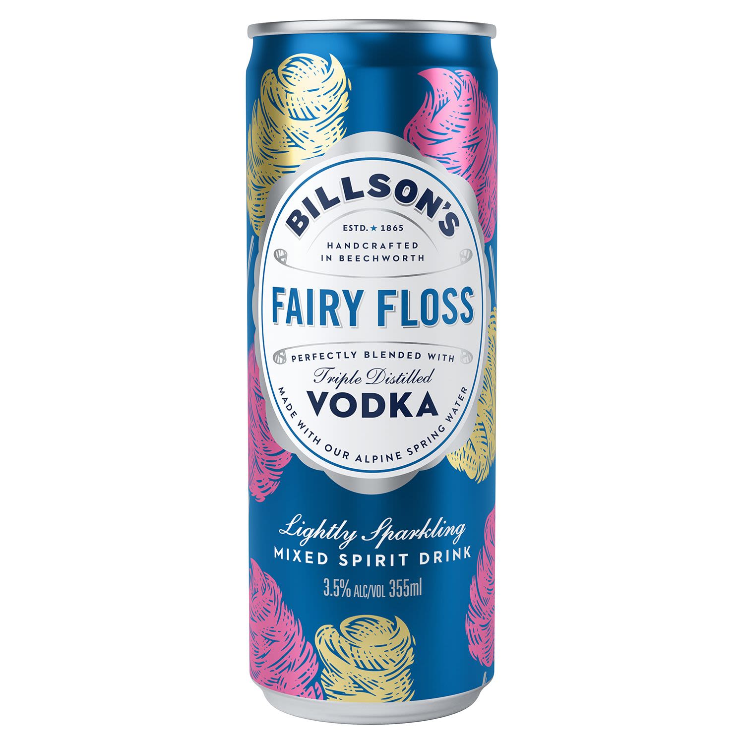 Billson's Vodka Fairyfloss Can 355mL 4 Pack