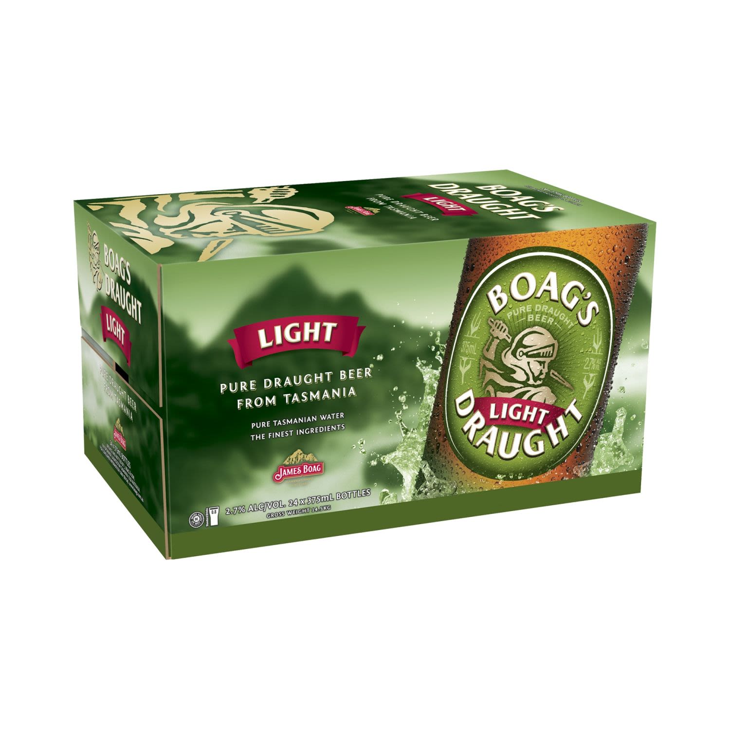 James Boag's Draught Light Bottle 375mL 24 Pack