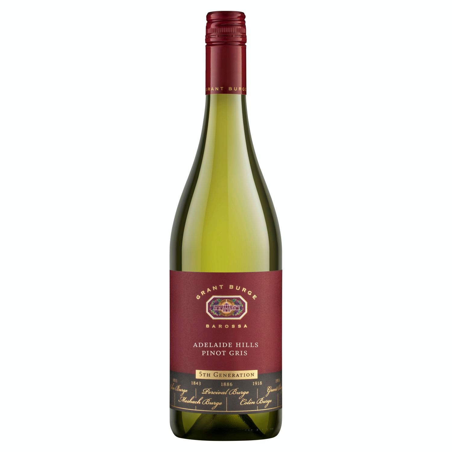 Grant Burge 5th Generation Barossa Pinot Gris 750mL<br /> <br />Alcohol Volume: 13.10%<br /><br />Pack Format: Bottle<br /><br />Standard Drinks: 7.8</br /><br />Pack Type: Bottle<br /><br />Country of Origin: Australia<br /><br />Region: Adelaide Hills<br /><br />Vintage: '2019<br />