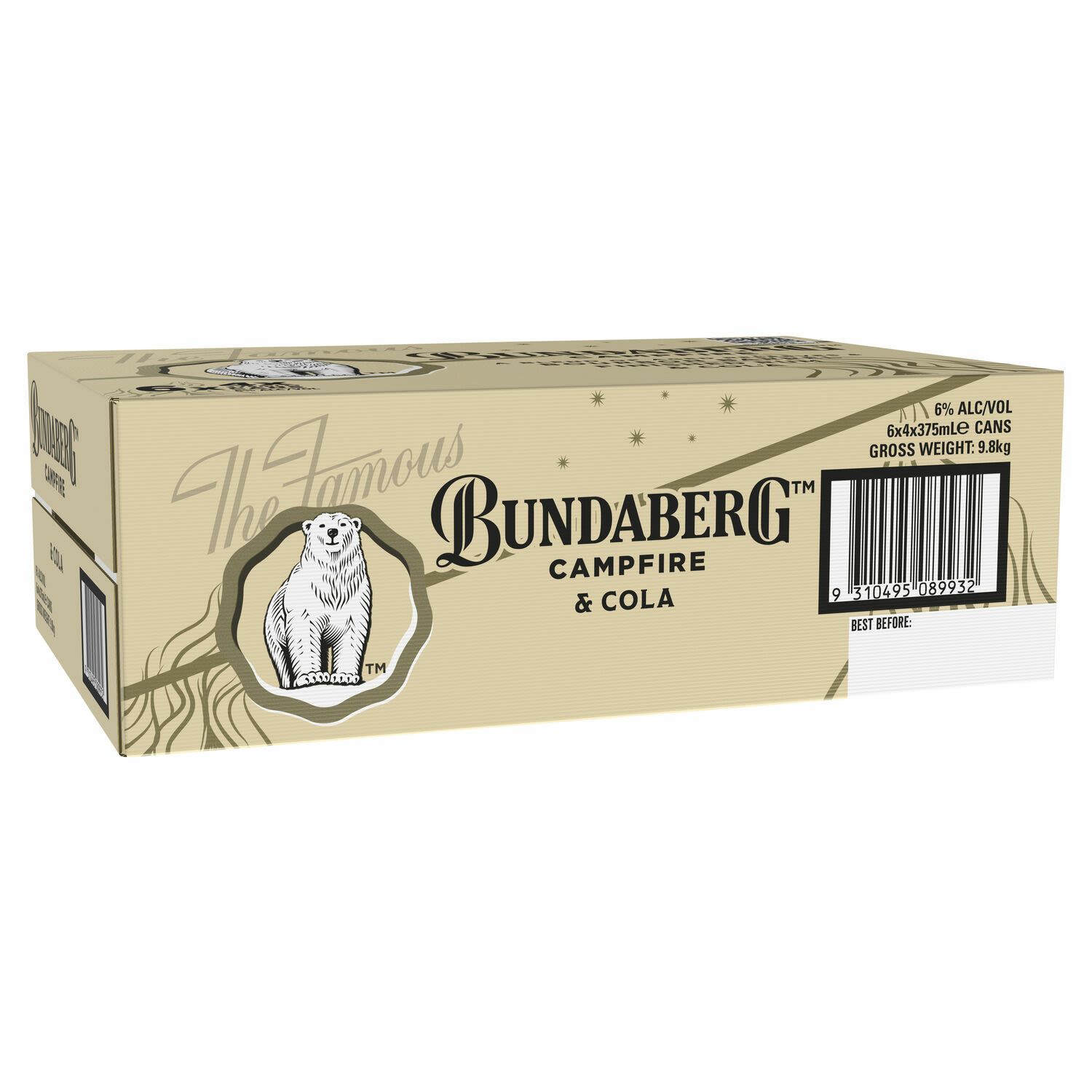 Bundaberg Rum Distillery Bundaberg Campfire Rum & Cola 6% Can 375mL 24 Pack, 9000 Millilitre 