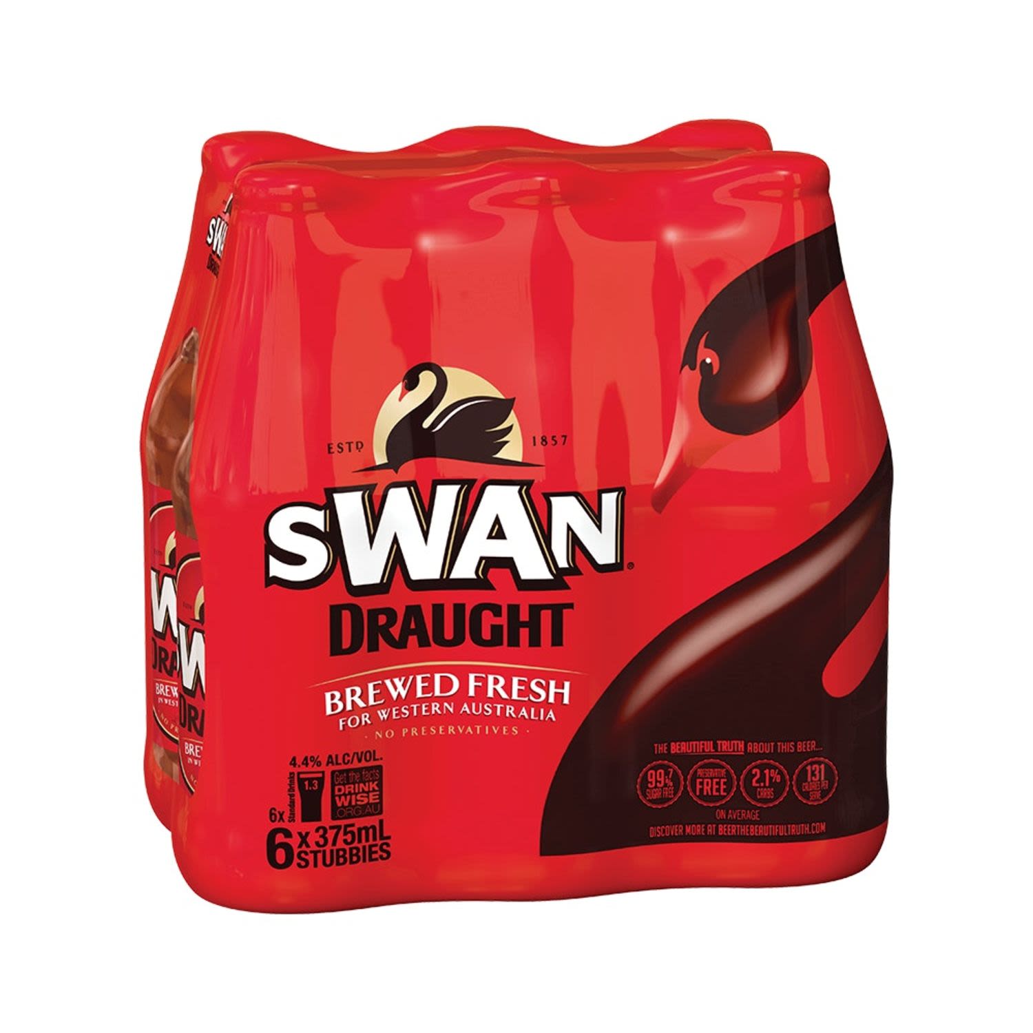 Swan Draught Bottle 375mL 6 Pack