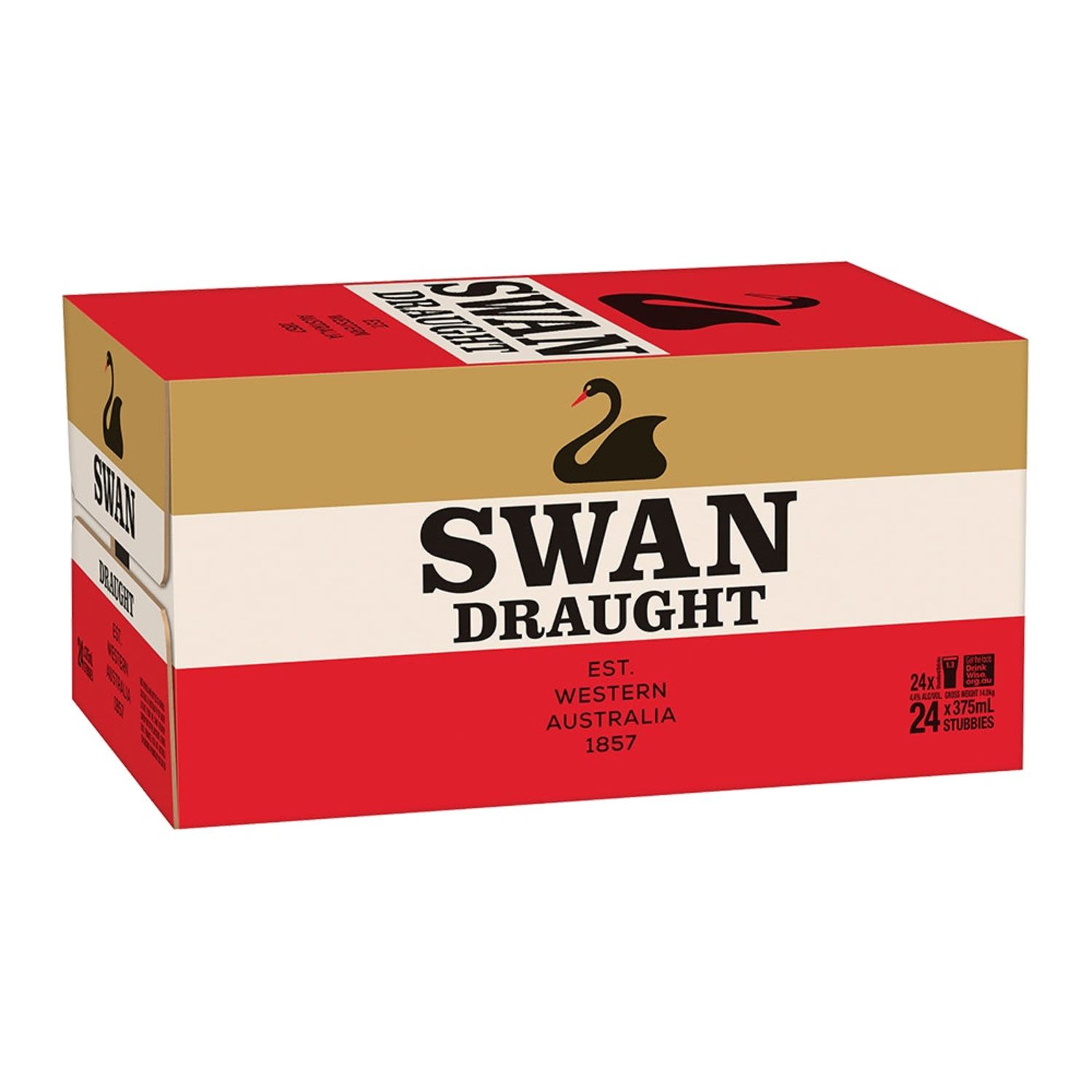 Swan Draught Bottle 375mL 24 Pack