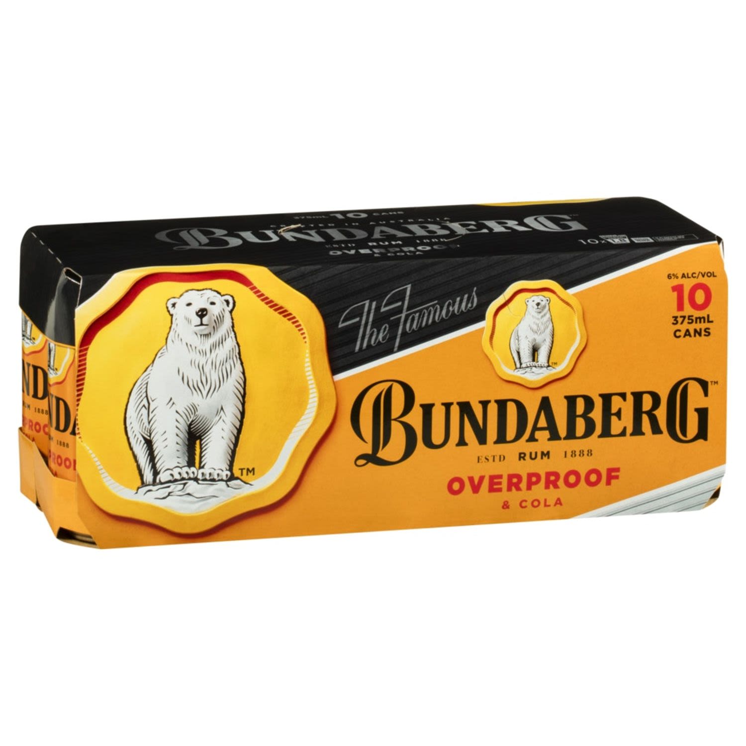 Bundaberg Overproof Rum & Cola Can 375mL 10 Pack