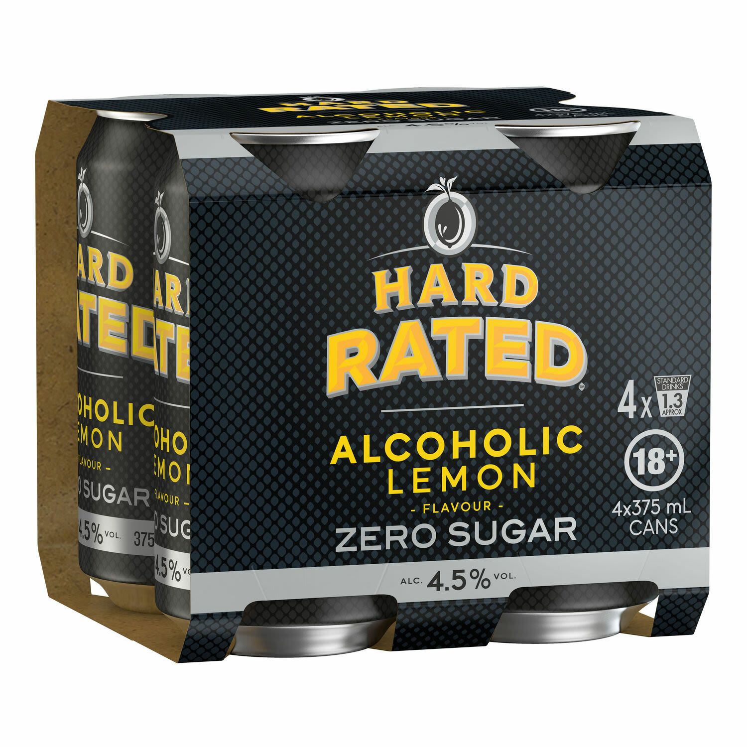 Hard Rated Zero Sugar Alcoholic Lemon Can 375mL 4 Pack