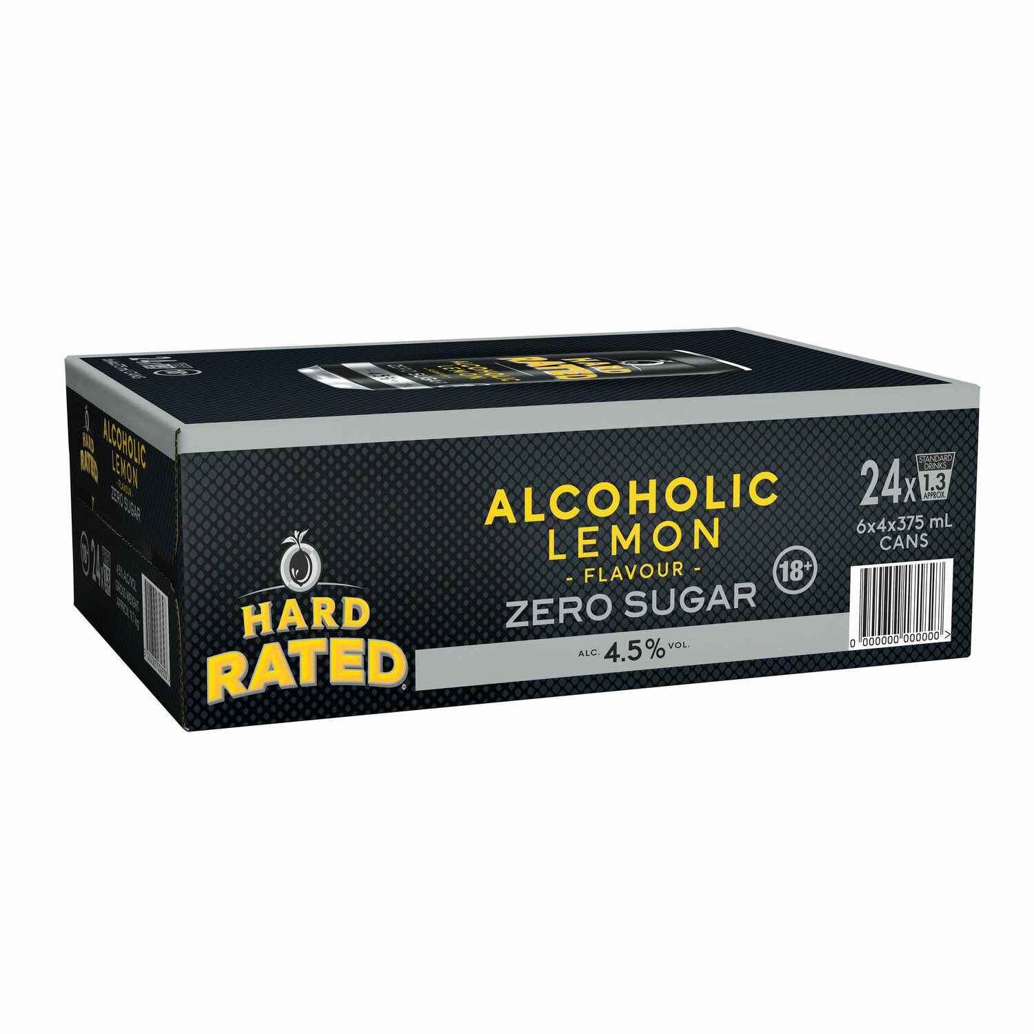 Hard Rated Zero Sugar Alcoholic Lemon Can 375mL 24 Pack