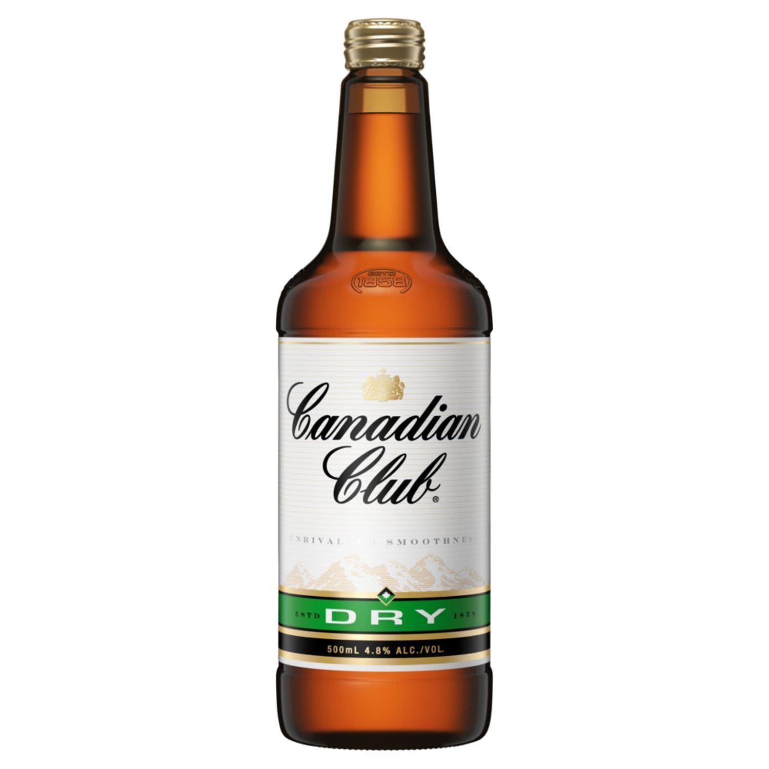 Canadian Club Whisky RTD comes as a blend of six-year-old Canadian Club and Dry Ginger Ale. Enjoy chilled or poured over ice for the ultimate refreshment.<br /> <br />Alcohol Volume: 4.80%<br /><br />Pack Format: Bottle<br /><br />Standard Drinks: 2</br /><br />Pack Type: Bottle<br />