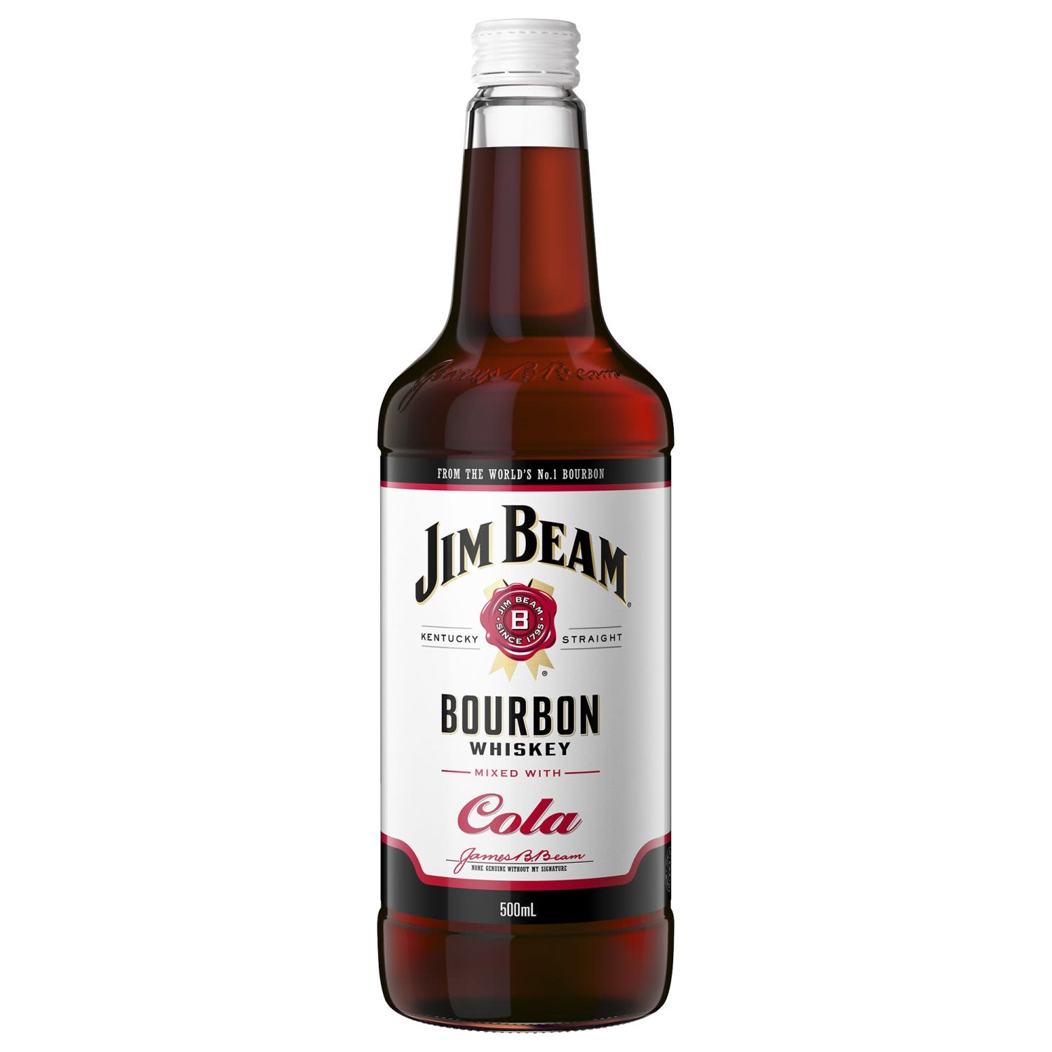 Jim Beam White Label & Cola Bottle 500mL 12 Pack