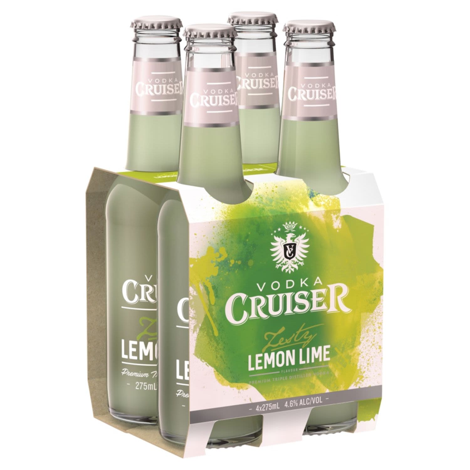 Vodka Cruiser Zesty Lemon Lime Bottle 275mL 4 Pack