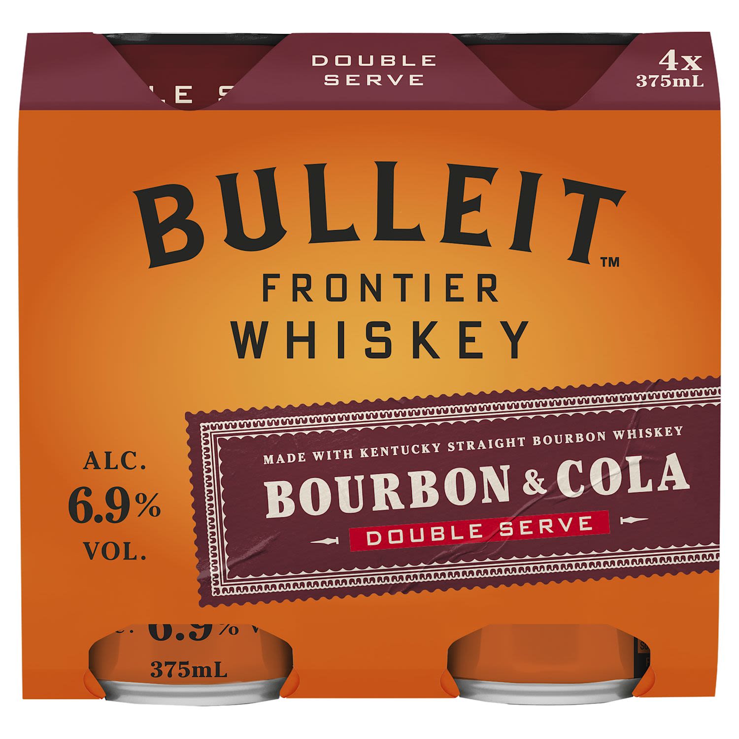Bulleit & Cola 6.9%  375mL Can 4 Pack