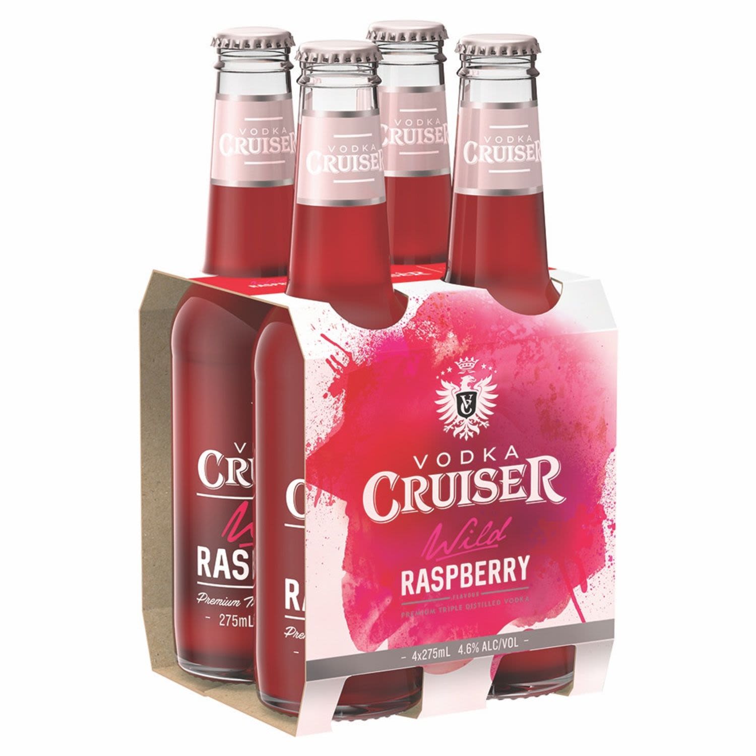 Vodka Cruiser Wild Raspberry Bottle 275mL 4 Pack