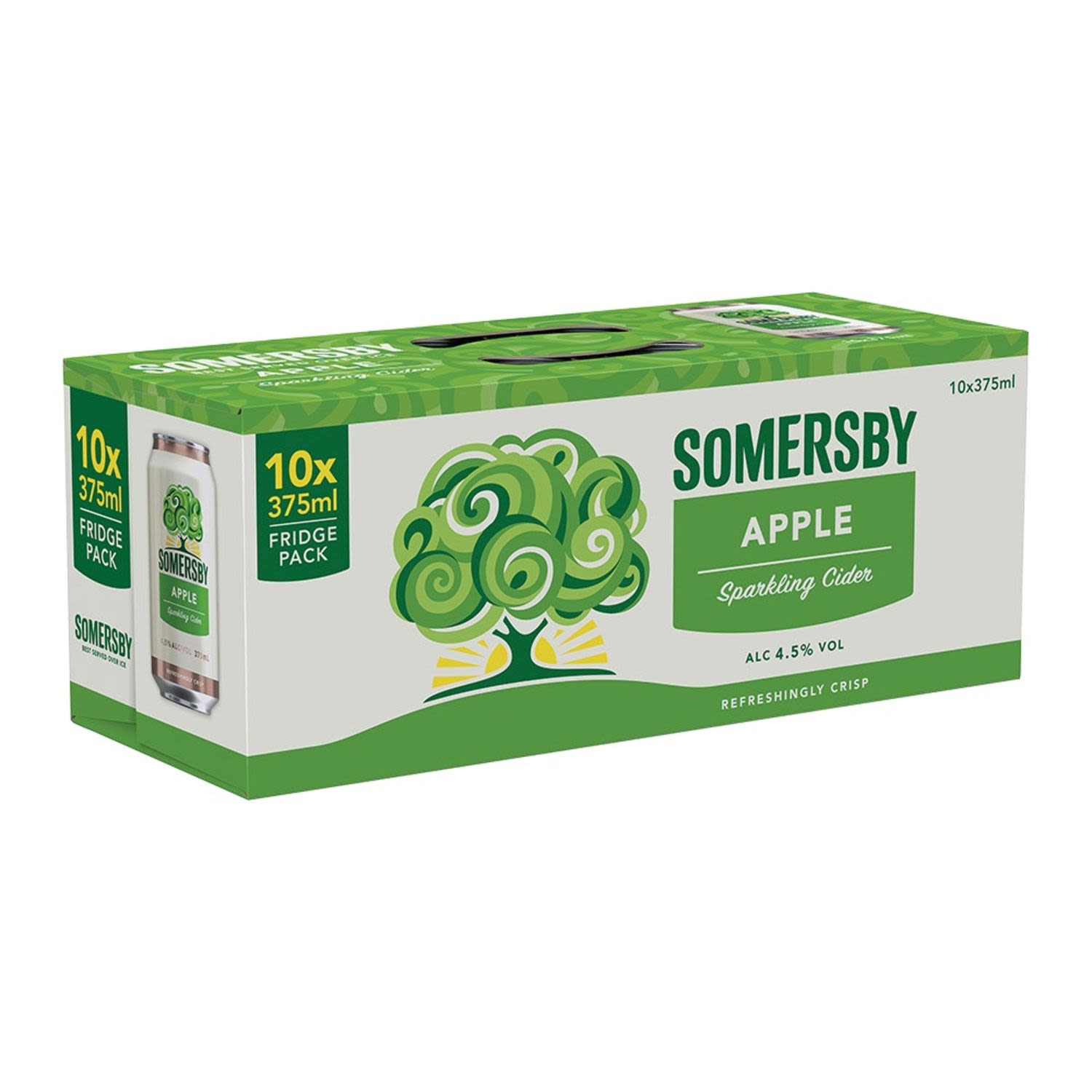 Somersby Apple Cider is an invigorating and refreshing cider made from quality fermented apple juice and natural apple flavouring. There are no artificial sweeteners, flavours or colourings used in the making of this premium cider whose unique taste makes it a tasty and natural choice for the relaxed moments with your friends.<br /> <br />Alcohol Volume: 4.50%<br /><br />Pack Format: 10 Pack<br /><br />Standard Drinks: 1.3</br /><br />Pack Type: Can<br /><br />Country of Origin: Australia<br />