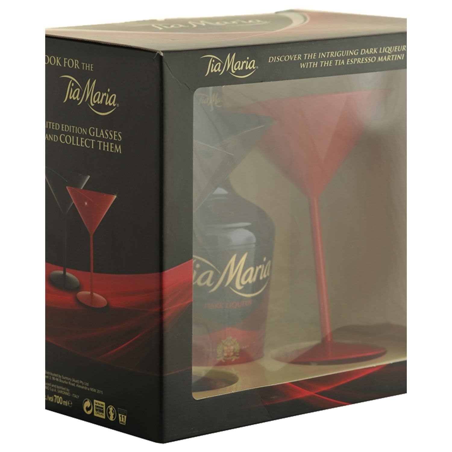 Tia Maria & 2 Martini Glasses Gift Pack 700mL Bottle