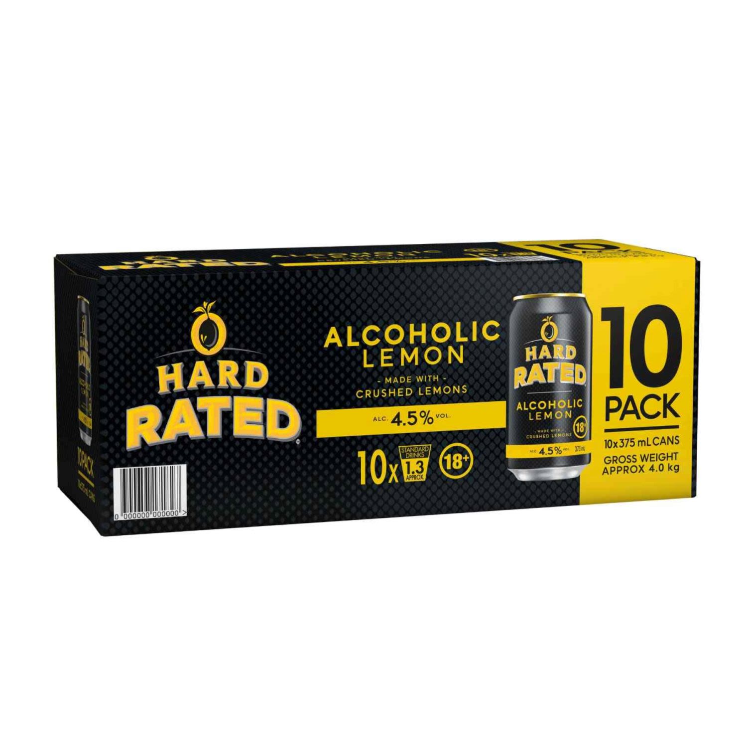 Hard Rated Alcoholic Lemon Can 375mL 10 Pack