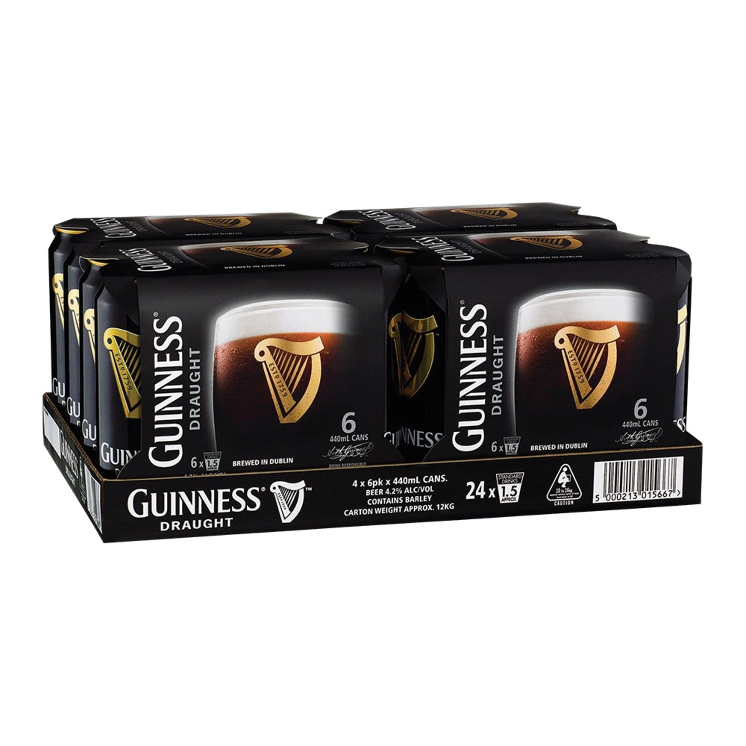 Guinness Draught Can 440mL 24 Pack