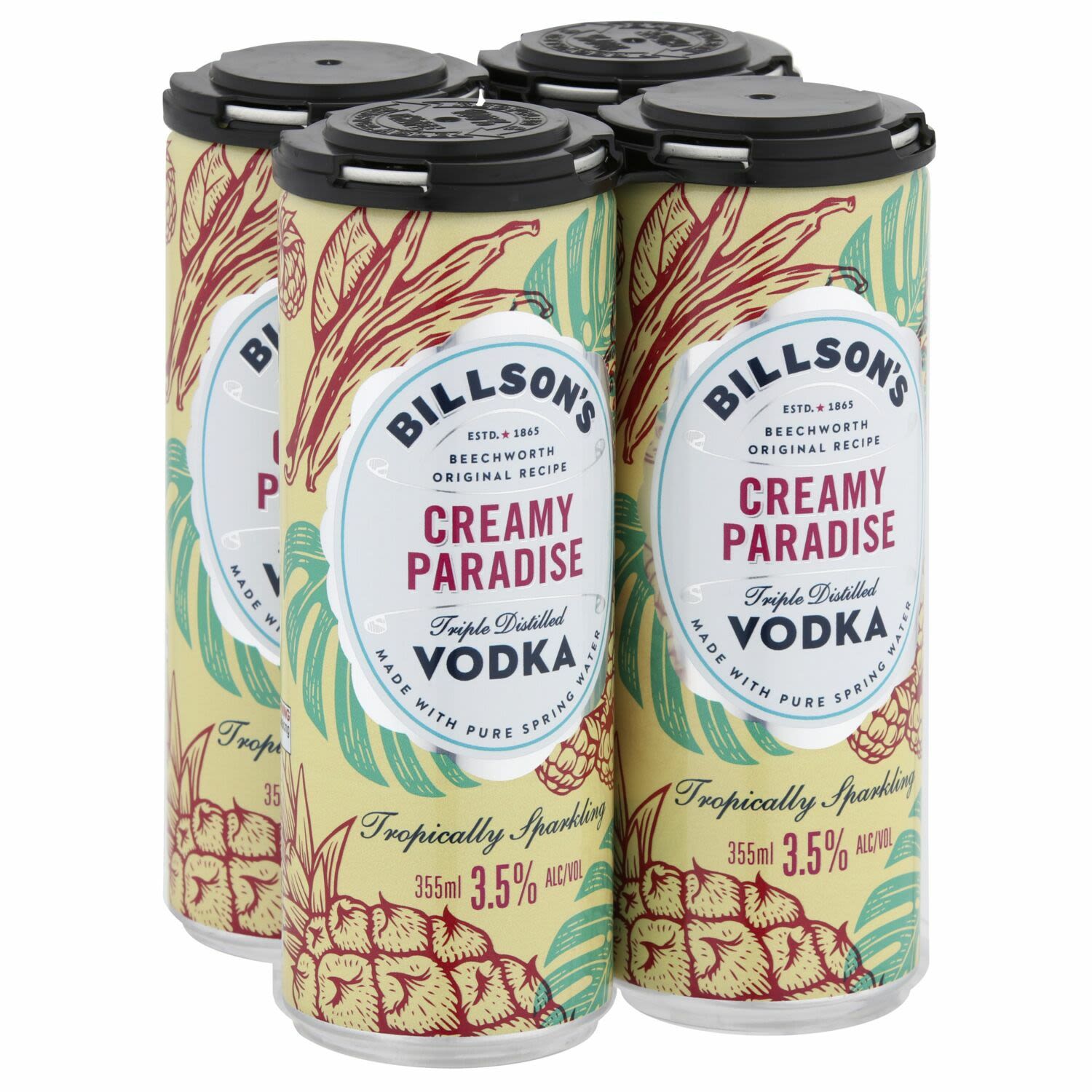 Billsons Vodka Creamy Paradise 355ml Can 4 Pack