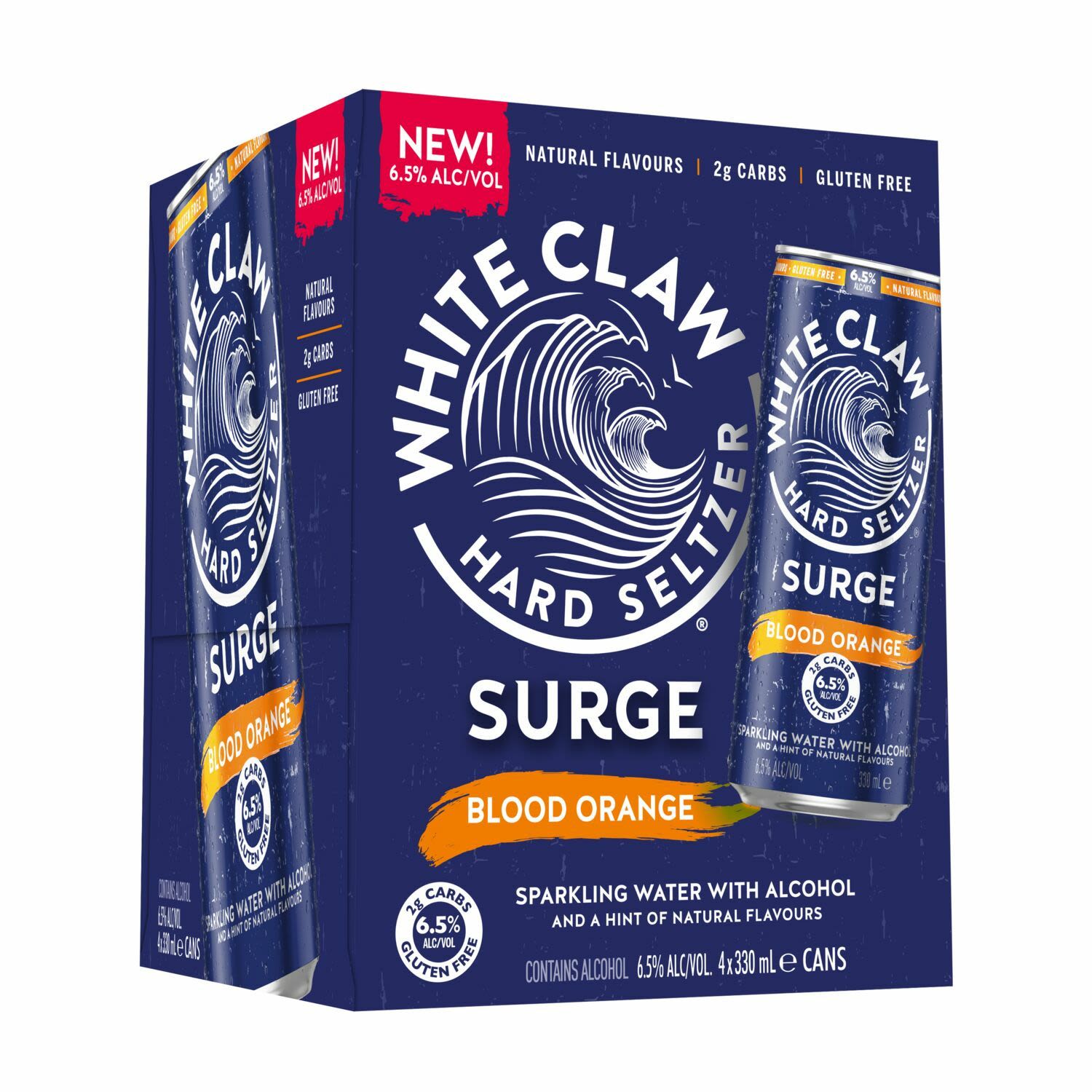 White Claw Hard Seltzer Surge Blood Orange Can 330mL 4 Pack