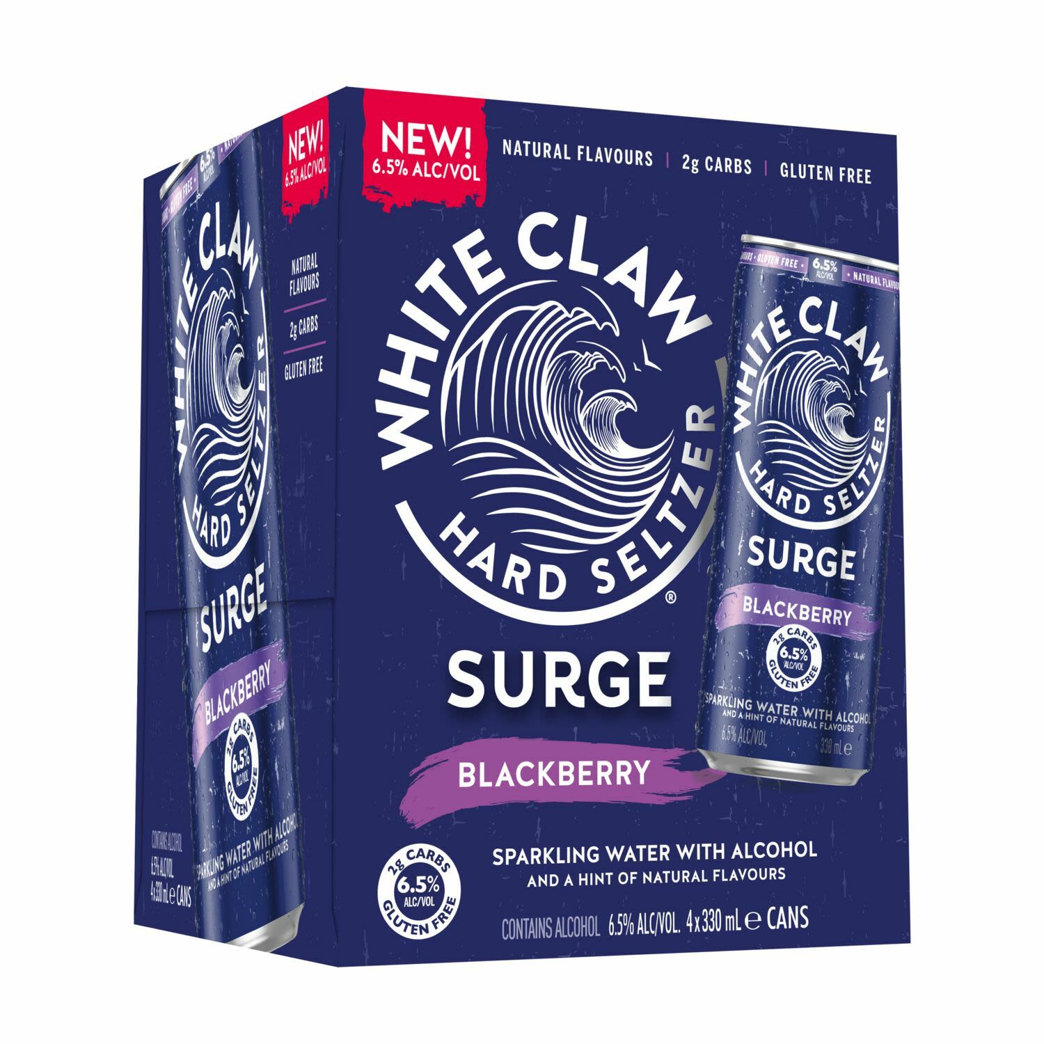 White Claw Hard Seltzer Surge Blackberry Can 330mL 4 Pack