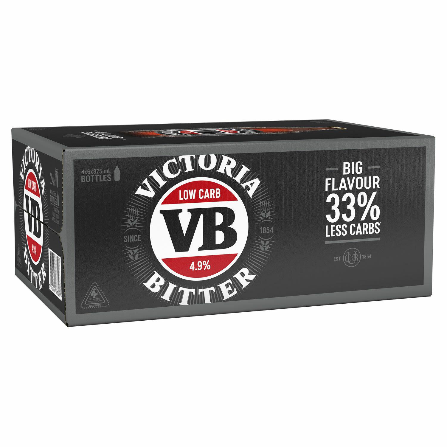 Victoria Bitter Low Carb Bottle 375mL 24 Pack