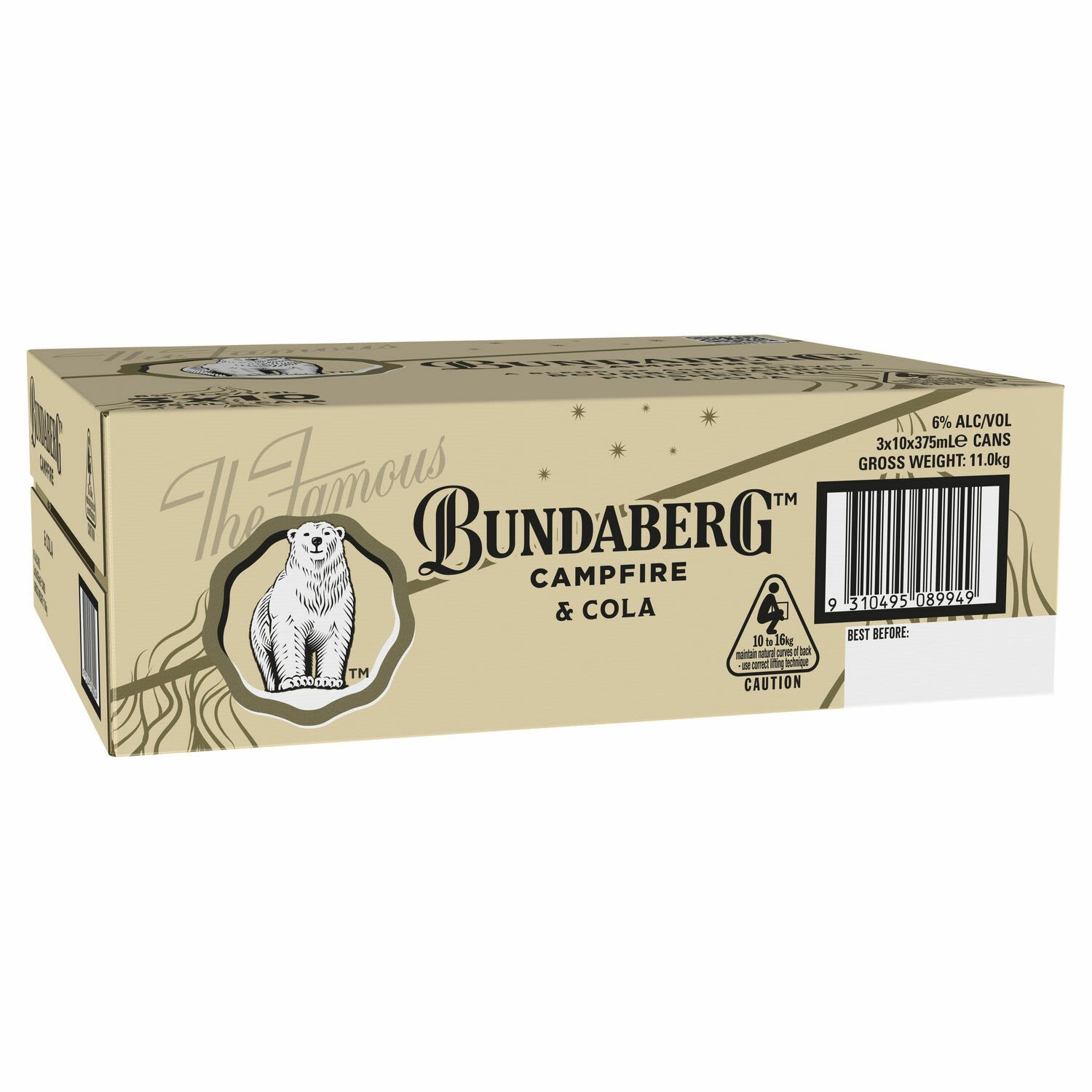Bundaberg Campfire Rum & Cola 6% Can 375mL 30 Pack