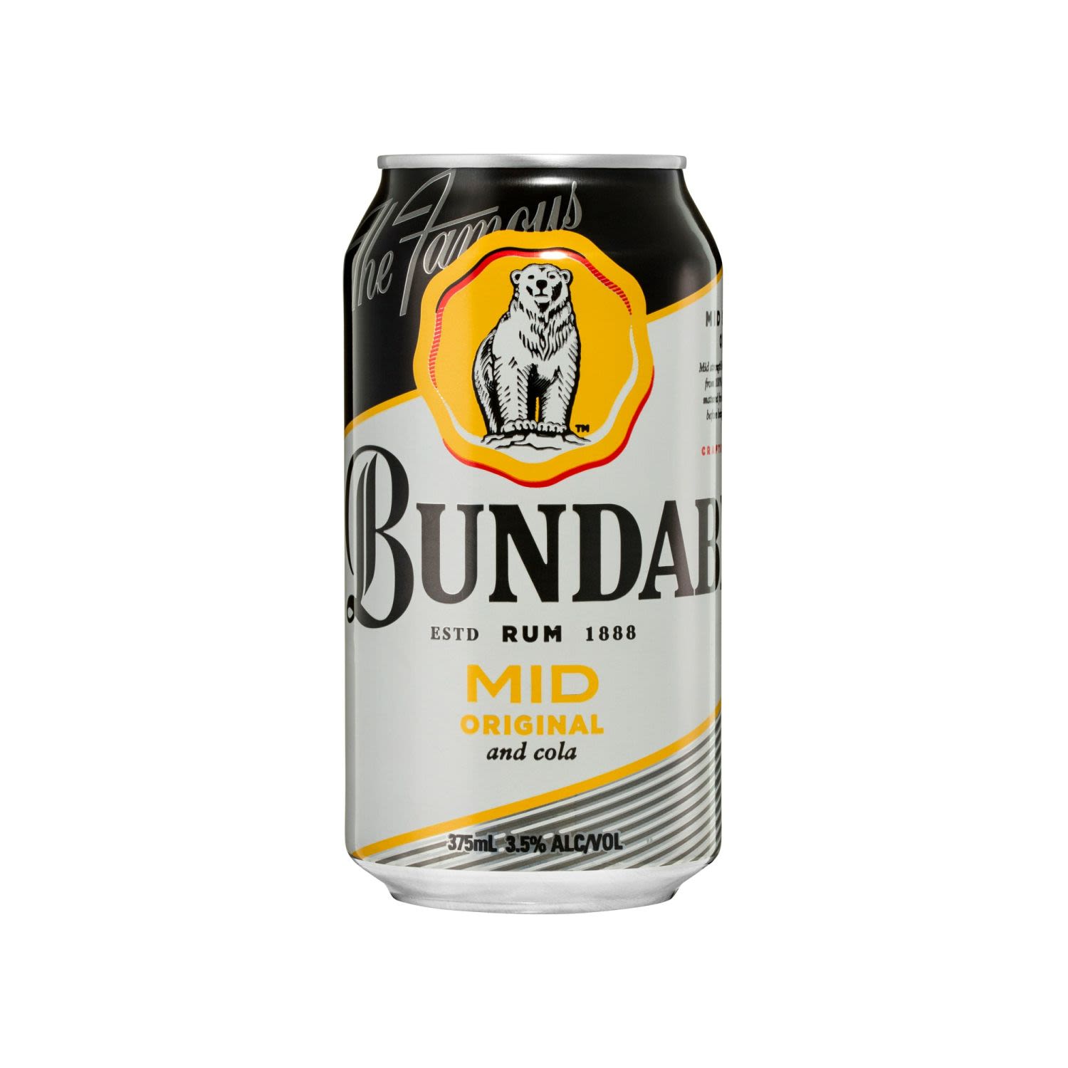 Bundaberg Mid Strength Original Rum & Cola Can 375mL