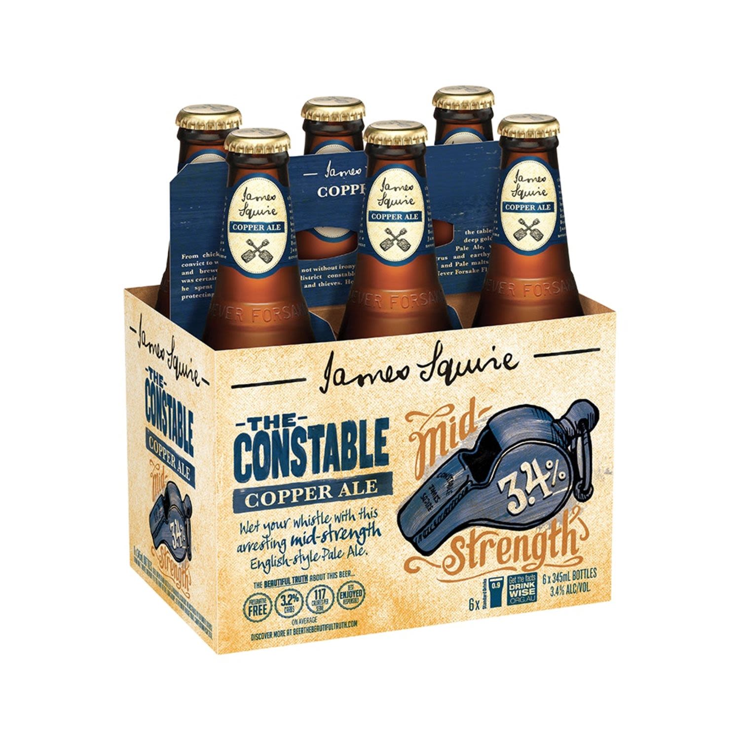 James Squire The Constable Copper Ale Bottle 345mL 6 Pack