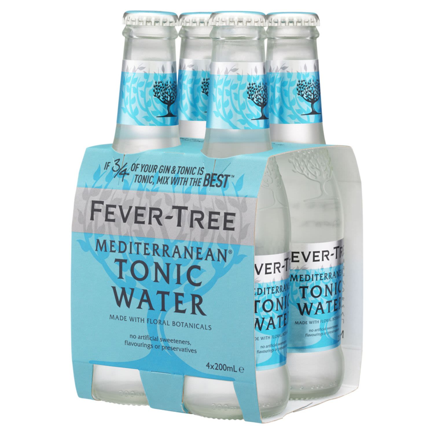 Fever Tree Mediterranean Tonic Water Bottle 200mL 4 Pack