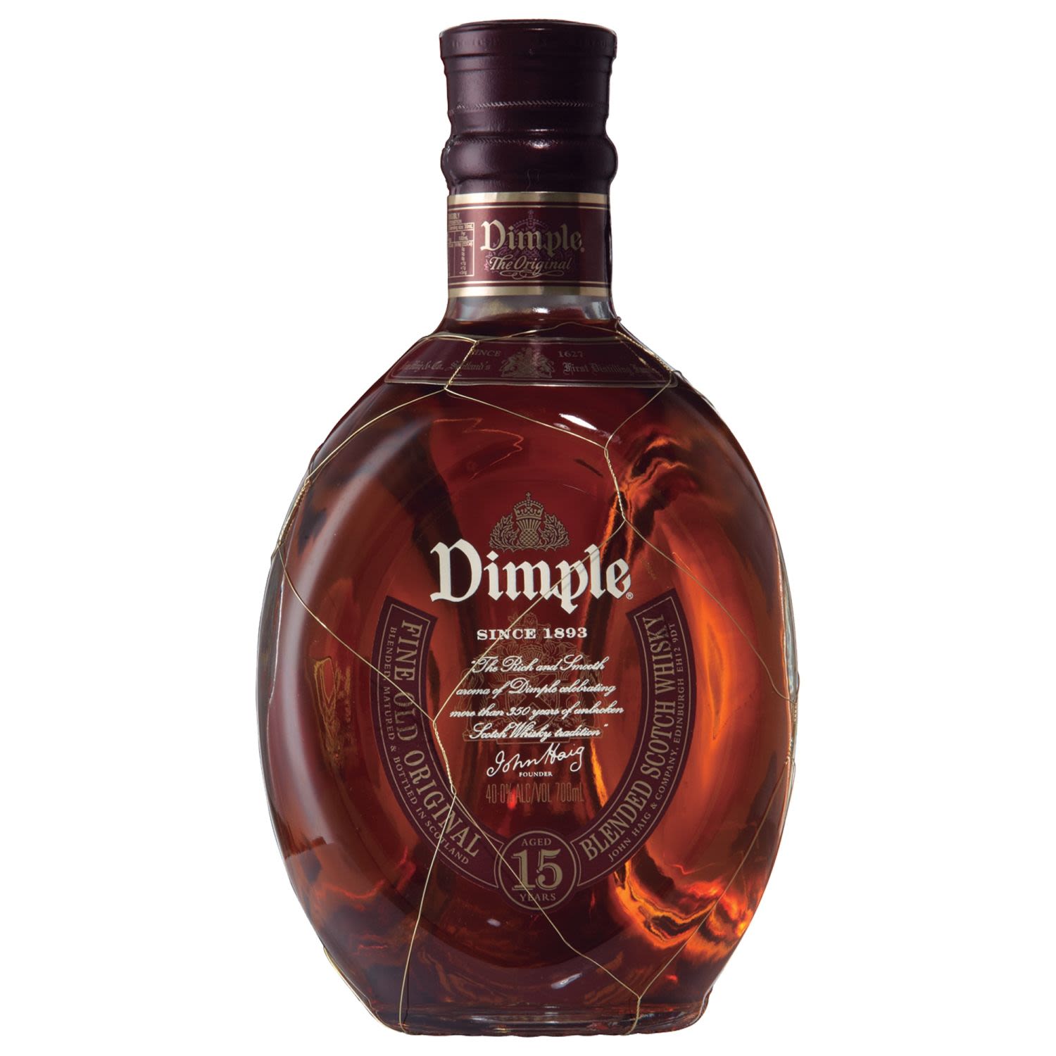 Flavoursome, light and smooth, Dimple 15 year old Scotch Whisky is an elegant Scotch. For the distinguished Scotch drinker, it is delicate on the palate with a hint of dark chocolate. Best served on the rocks or with a dash of water.<br /> <br />Alcohol Volume: 40.00%<br /><br />Pack Format: Bottle<br /><br />Standard Drinks: 22</br /><br />Pack Type: Bottle<br /><br />Country of Origin: Scotland<br />