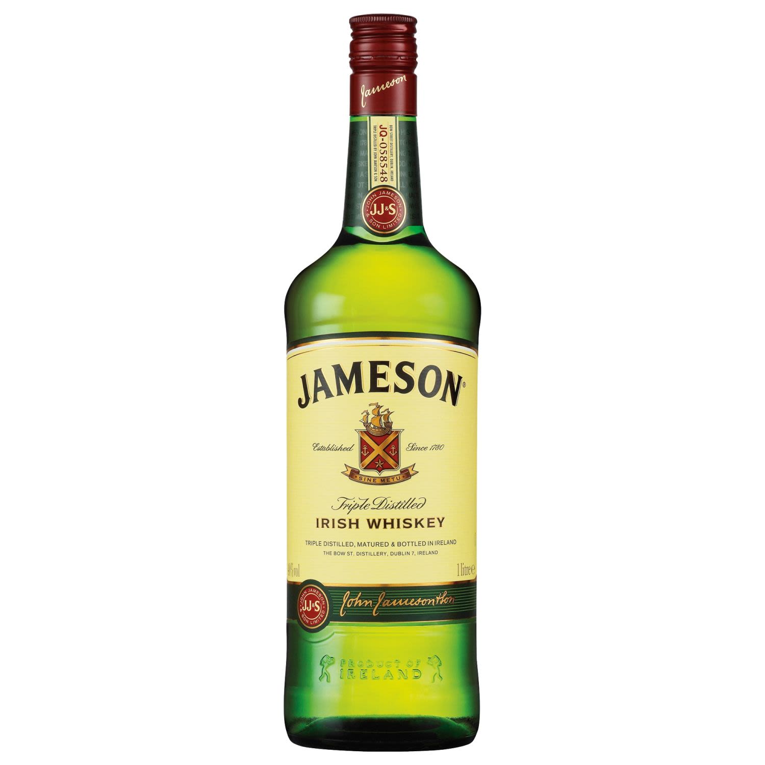 Jameson is a single distillery Irish whiskey based in Dublin. Produced using unmalted grain, Jameson's has a light and delicate flavour and a wonderfully smooth texture.<br /> <br />Alcohol Volume: 40.00%<br /><br />Pack Format: Bottle<br /><br />Standard Drinks: 32</br /><br />Pack Type: Bottle<br /><br />Country of Origin: Ireland<br />