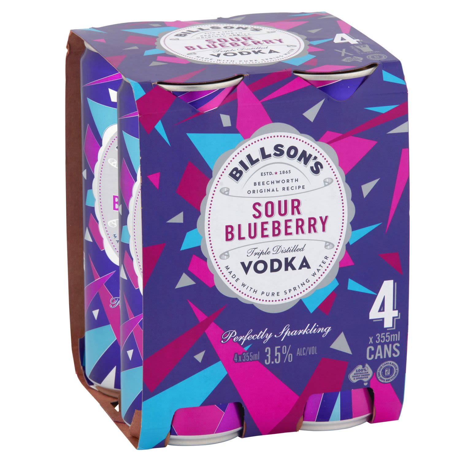 Billsons Sour Blueberry Vodka Can 355mL 4 Pack