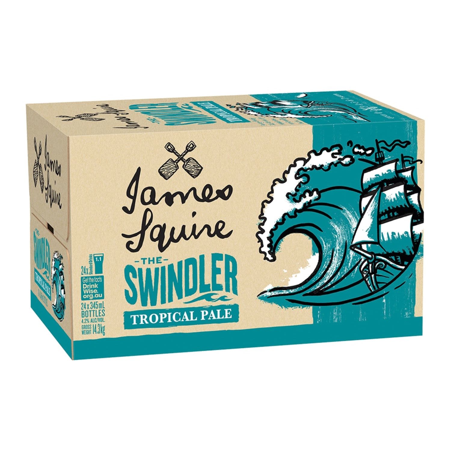 James Squire The Swindler Tropical Pale Ale Bottle 345mL 24 Pack